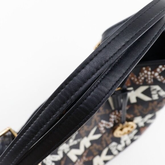 Michael Kors Jet set travel Tote Bag 35F1GTVT2L graphic logo black PVC Women - Picture 5 of 12